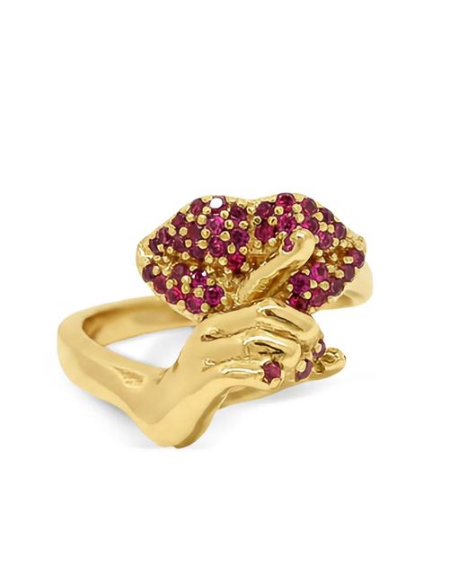 Di Volpe Metallic Stare Zitto Ruby-Embellished Ring