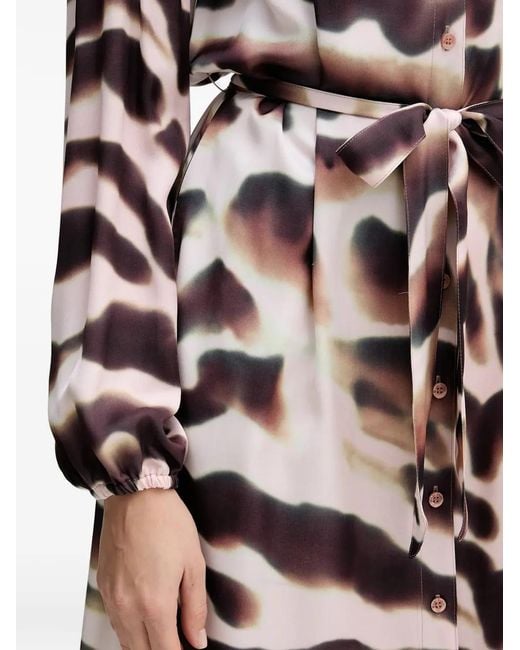 MARC AUREL White Tie Dye Belted Midi Dress