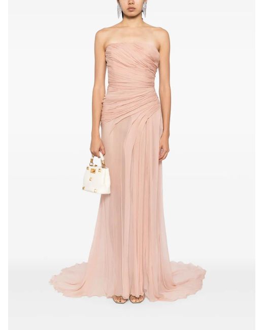 Ermanno Scervino Pink Strapless Draped Gown