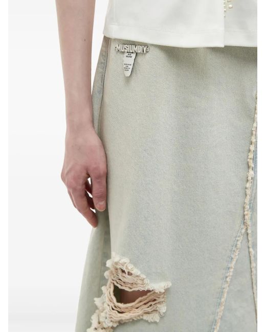 Musium Div. Gray Distressed Denim Maxi Skirt