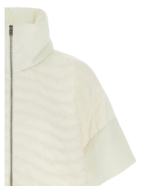 Herno White Wave-Effect Padded Poncho