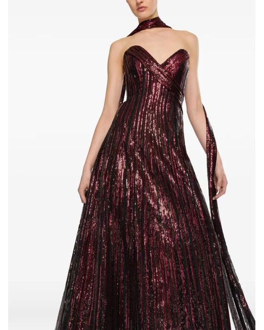 Elie Saab Purple Robe Longue À Ornements De Sequins