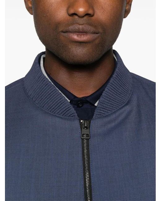 Boss Blue Zip-Up Bomber Jacket for men