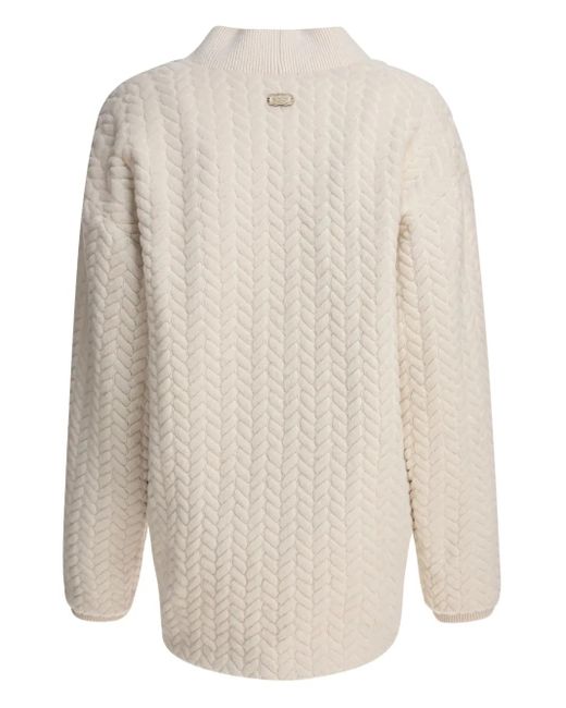 Agnona White Cardigan mit Zopfmuster