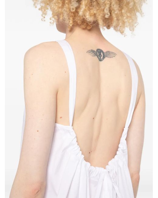Max Mara White Sleeveless A-Line Midi Dress