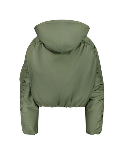 SRVC Studio Green Hooded Bomber Jacket