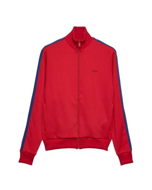 Prada Logo-Embroidered Zip-Up Sweatshirt for men