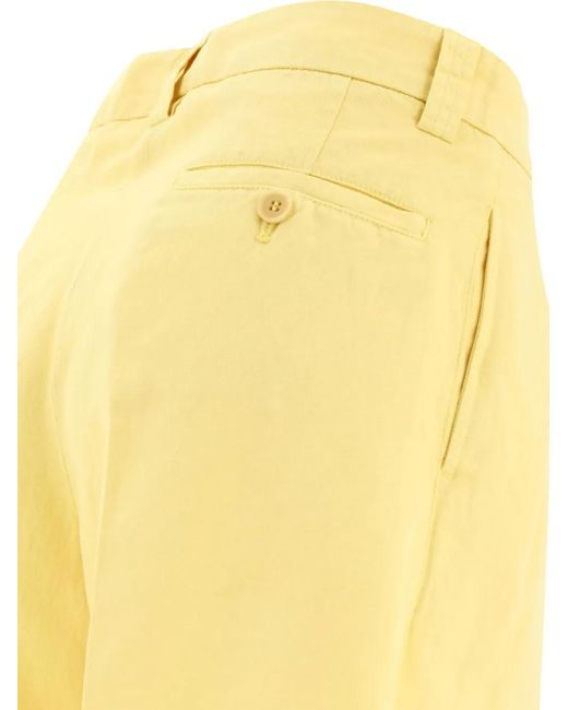 Aspesi Yellow Pleated Chino Shorts