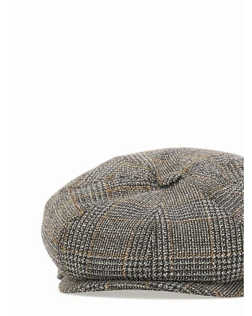Borsalino Gray Houndstooth Wool Beret