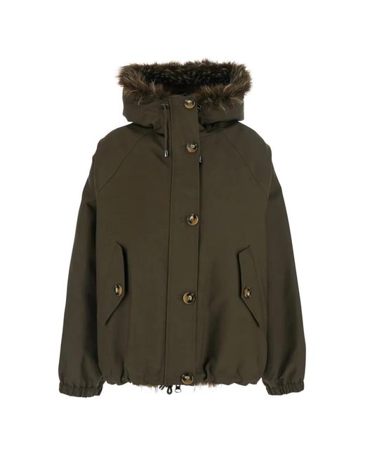 VALENTINI 1972 Green Faux-Fur Trim Hooded Jacket