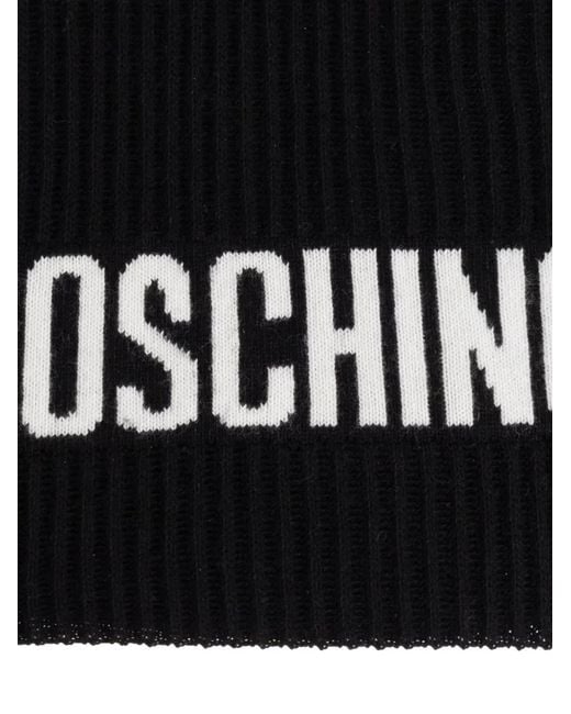 Moschino Black Ribbed Logo Scarf