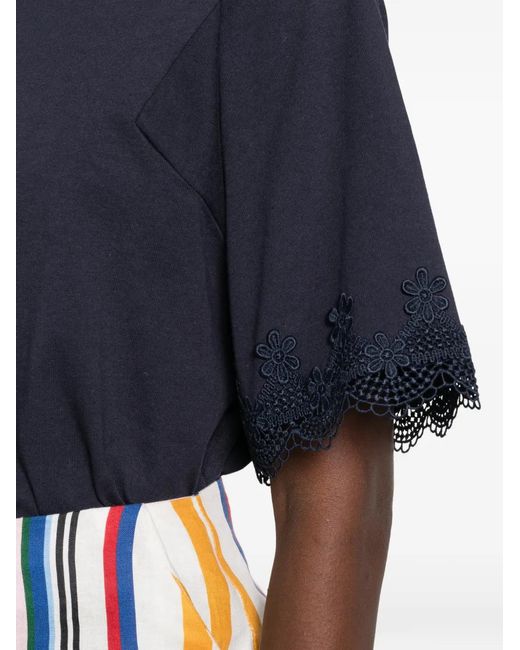 Twinset Blue Lace-Trim T-Shirt
