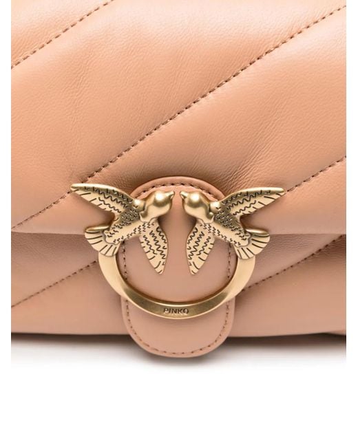Pinko Pink Gesteppte Love Schultertasche Mit Logo-Schild