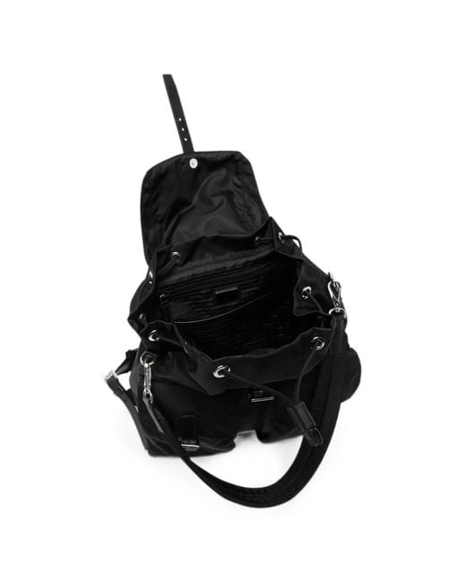Prada Black Re-Nylon Logo-Plaque Backpack for men