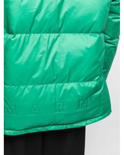 Marni Green Reversible Padded Hooded Coat for men