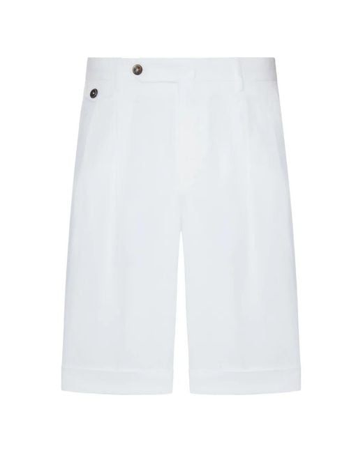 PT Torino White Belt-Loops Shorts for men
