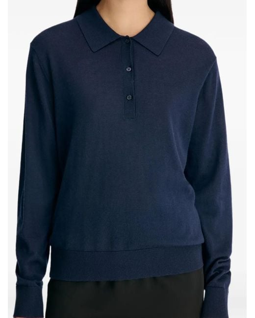 Loulou de Saison Blue Miles Cashmere Polo Top