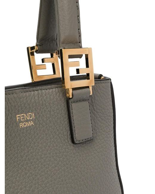 Fendi Gray Mini Ff Motif Tote