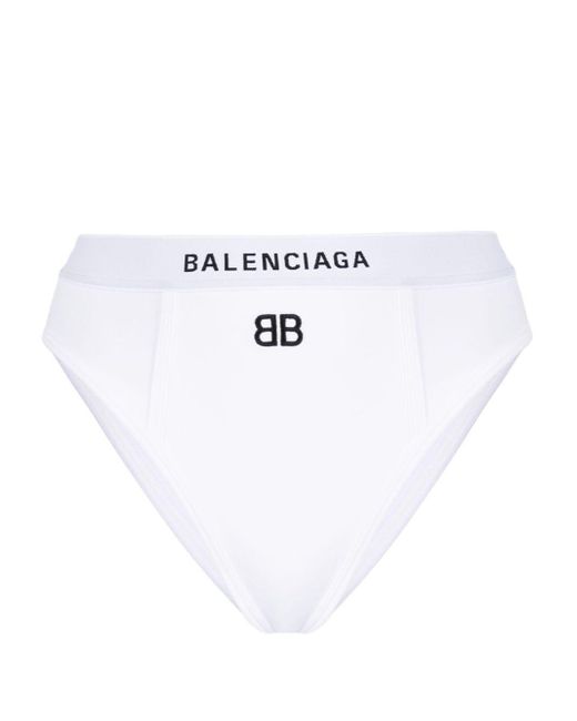 Balenciaga White Logo-embroidered Sports Briefs