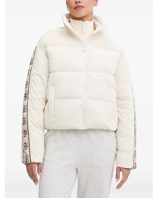 Guess White Patterned-Trim Puffer Jacket