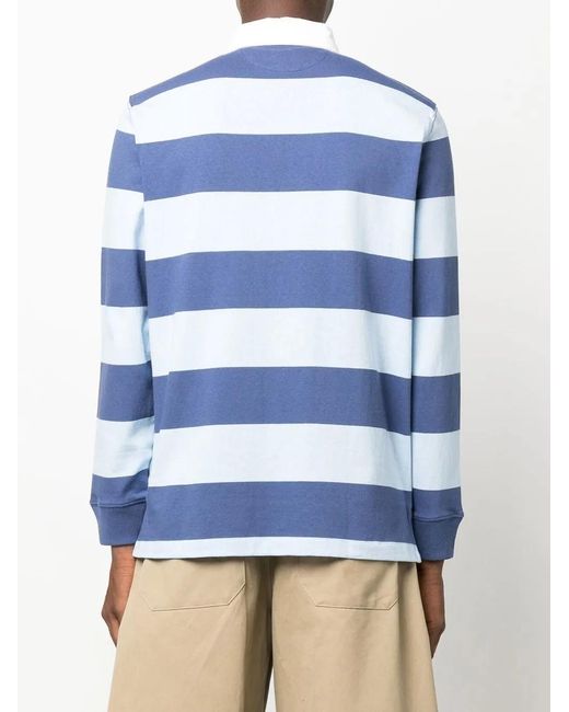 Polo Ralph Lauren Blue Striped Long Sleeve Polo Shirt for men