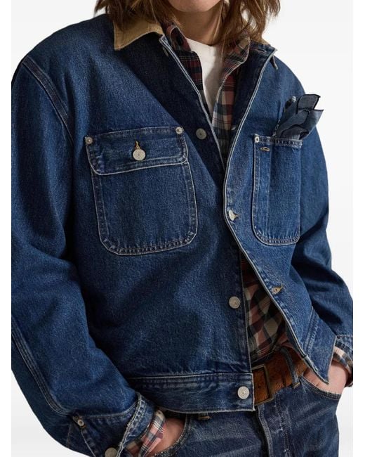 Polo Ralph Lauren Blue Corduroy-Collar Denim Jacket for men
