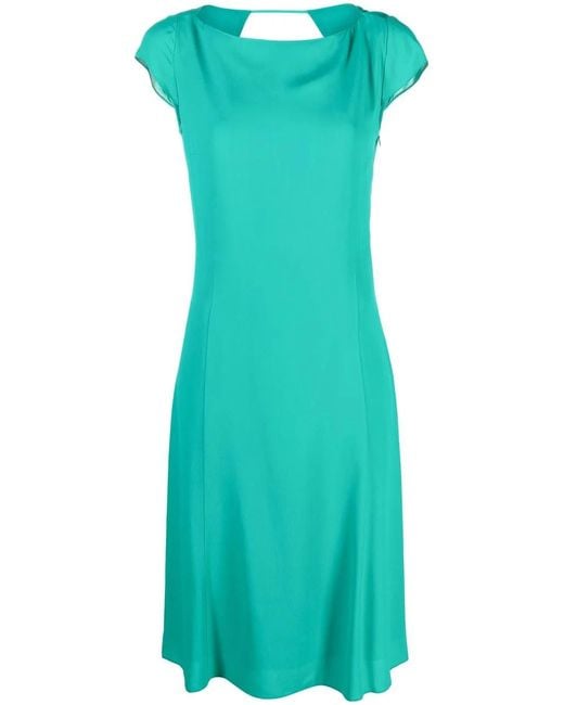 Patrizia Pepe Blue Short-Sleeve Cut-Out Dress