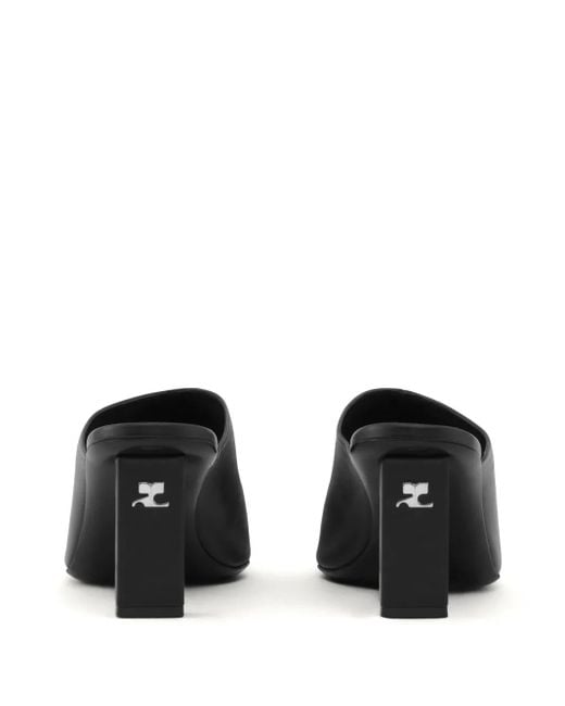 Courreges Black 70Mm Square-Toe Leather Mules