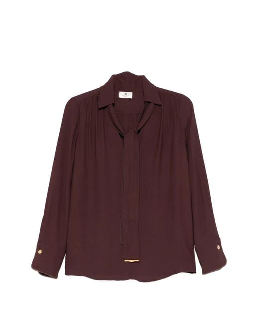 Elisabetta Franchi Purple V-Neck Buttoned Top