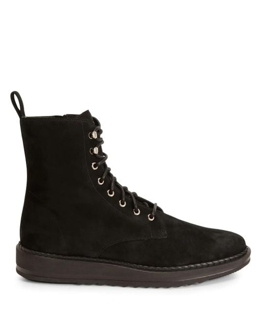 Giuseppe Zanotti Black Bassline Suede Lace-Up Boots for men