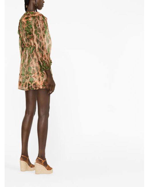 Ulla Johnson Green Adelaide Abstract-Print Silk Minidress