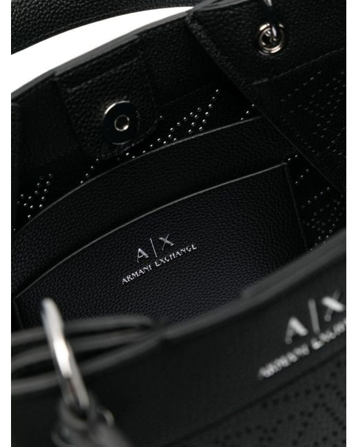 Armani Exchange Black Debossed-logo Tote Bag