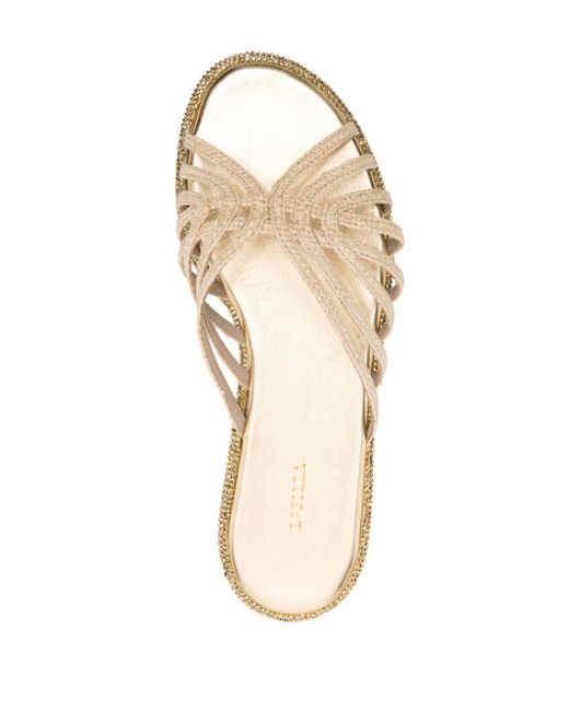 Le Silla White Embrace Flat Raffia Sandals