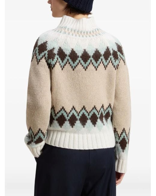 Woolrich Natural Fair Isle Pattern Turtleneck Sweater