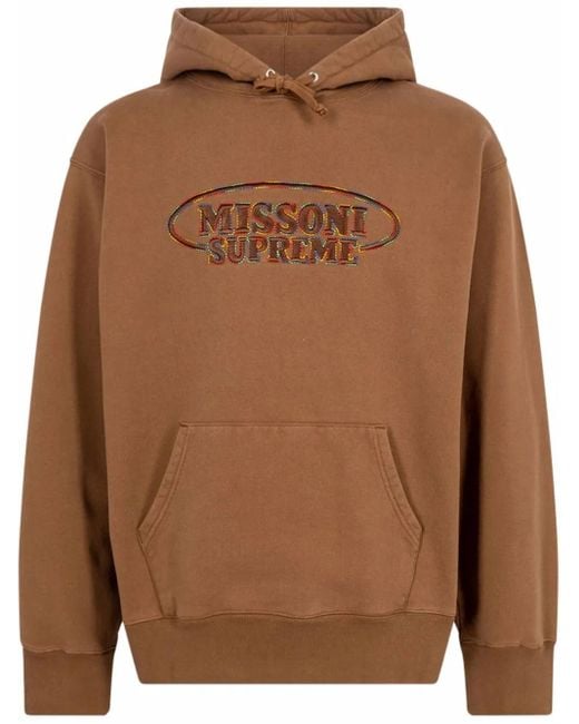 Supreme Brown X Missoni Logo-Embroidered Hoodie for men