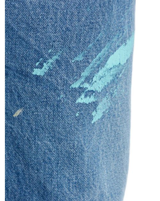 Re/done Blue Paint-Splatter Panelled Jeans