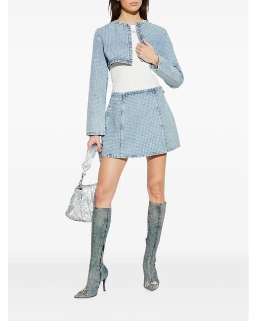 DIESEL Blue De-Terri-S Button Crop Jacket