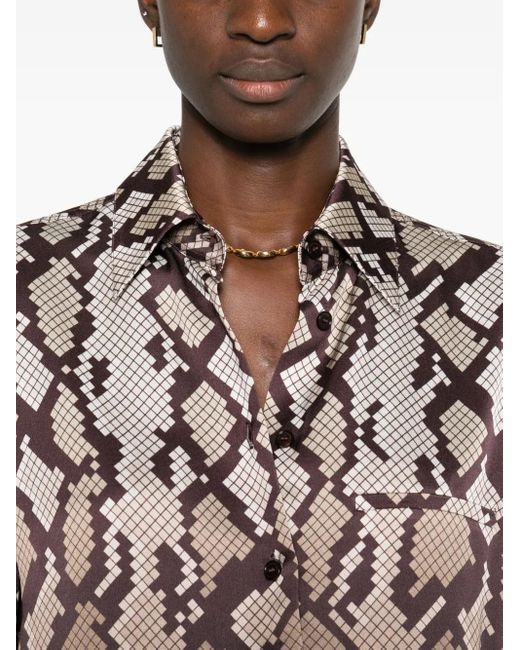 Stella McCartney Brown Snake Print Satin Pyjama Shirt