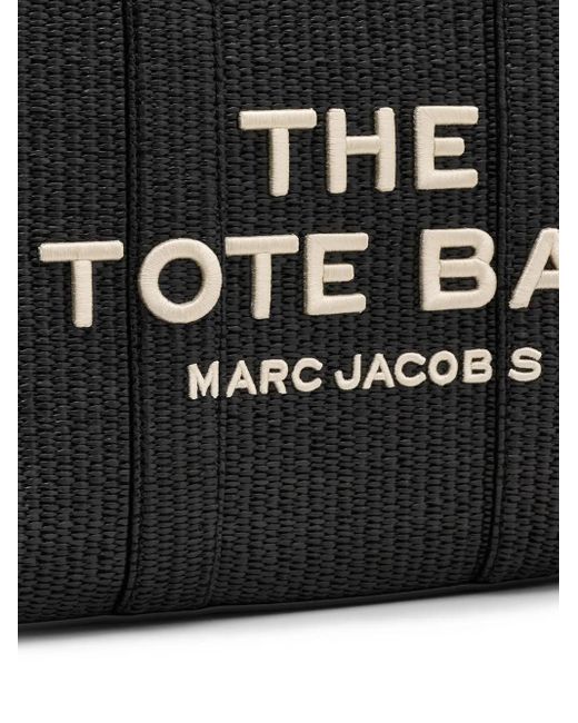 Marc Jacobs Black Medium Raffia Tote Handbag With Logo For