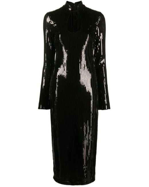 De La Vali Black Lazarus Sequined Midi Dress