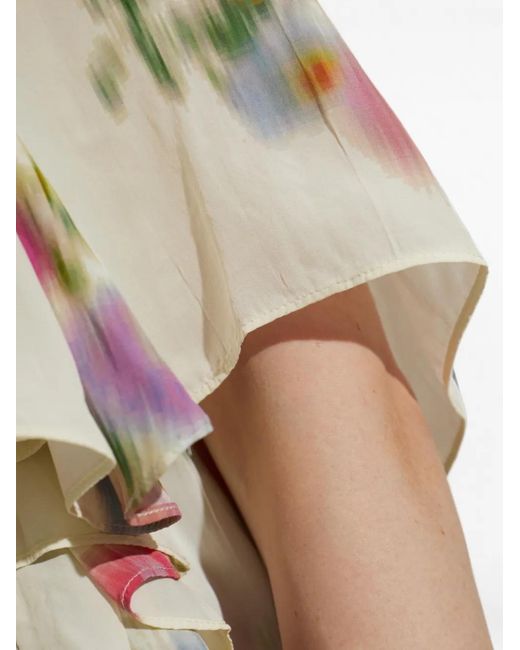 Isabel Marant White Lara Floral-Print Pleated Top