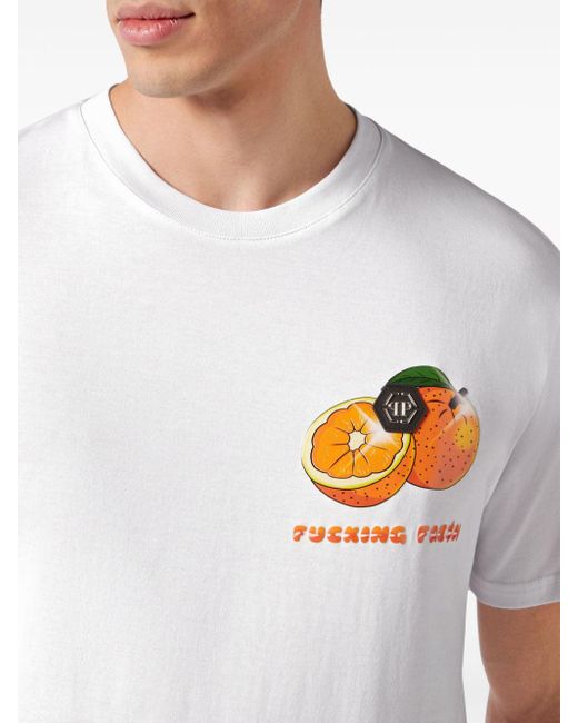 Philipp Plein White Tutti Frutti Cotton T-shirt for men