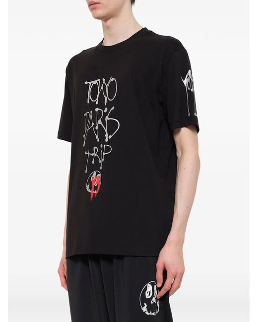 Y-3 Black Graphic-Print T-Shirt for men