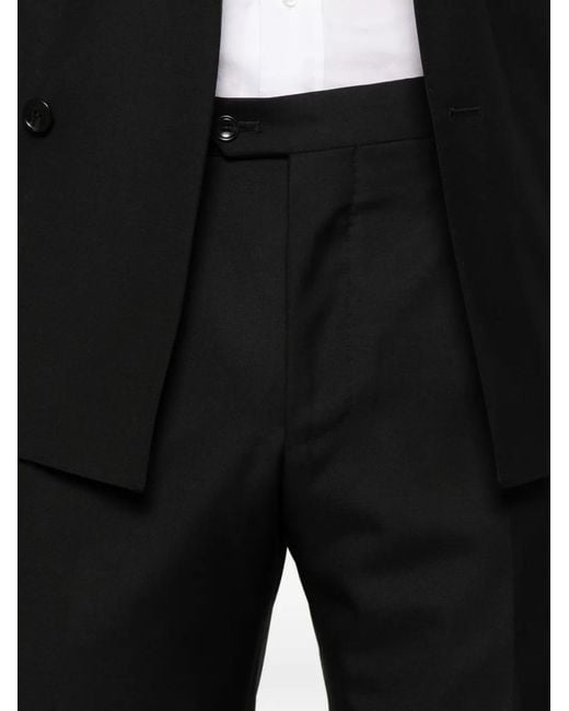 Tagliatore Black Double-Breasted Peak-Lapel Suit for men