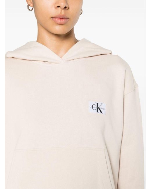 Hoodie en jersey à patch logo Calvin Klein en coloris Natural