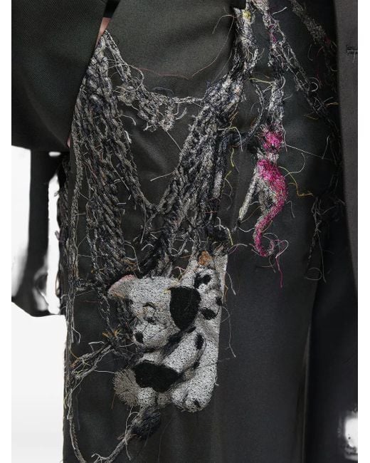 Doublet Straight Broek Met Borduurwerk in het Gray voor heren