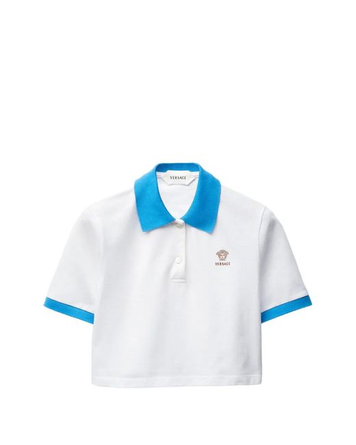 Polo À Broderies Versace en coloris Blue