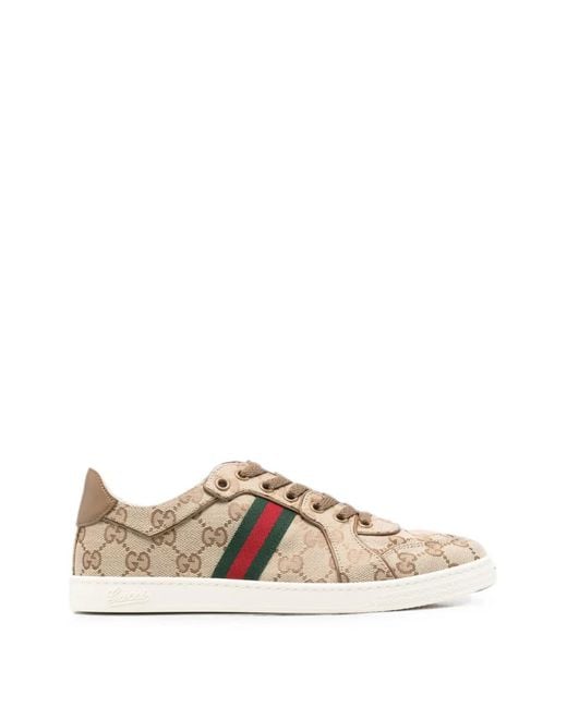 Gucci Natural Gg Supreme Web-Stripe Sneakers