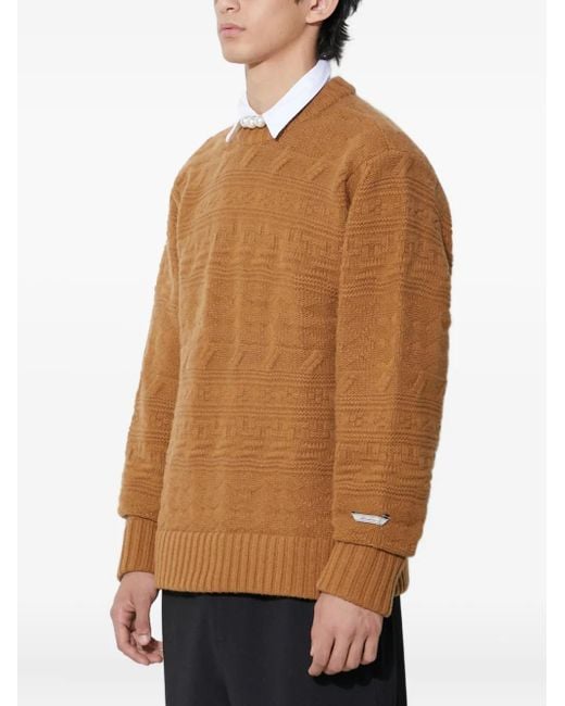 Adererror Brown Cable-Knit Crew-Neck Sweater for men