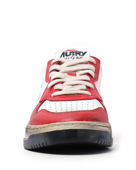 Autry Red Medalist Super Vintage Leather Sneakers